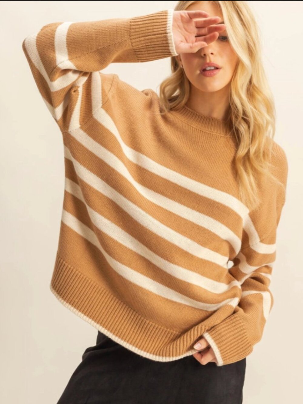 Toffee Stripe Knit Sweater